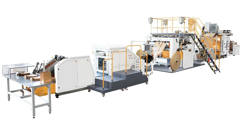Máquina para fabricar bolsas de papel con manija chata automática, tipo rollo continuo, SBH330B/450B-TH