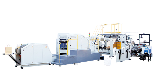 Máquina para fabricar bolsas de papel con manija enrollada automática, tipo rollo continuo